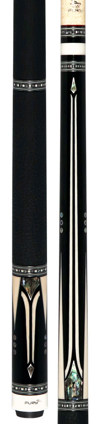 Fury Ebony with Elforyn and Abalone Points Pool Cue with Sharkskin Wrap