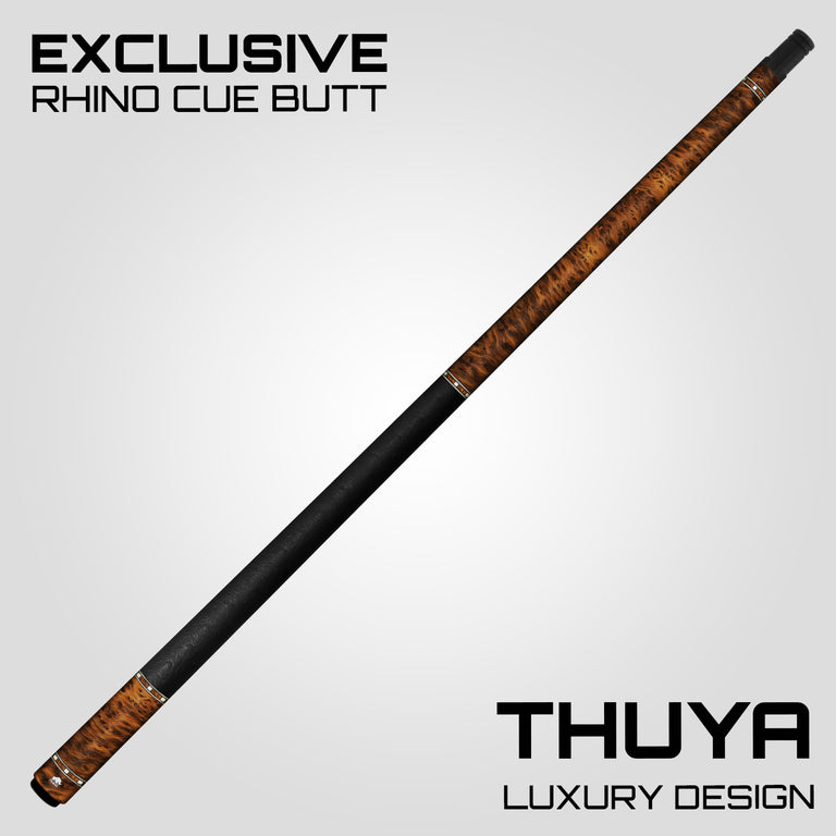 Rhino G-W Series Thuya Graphic Carbon Pool Cue with Embossed Leather Wrap - DIS