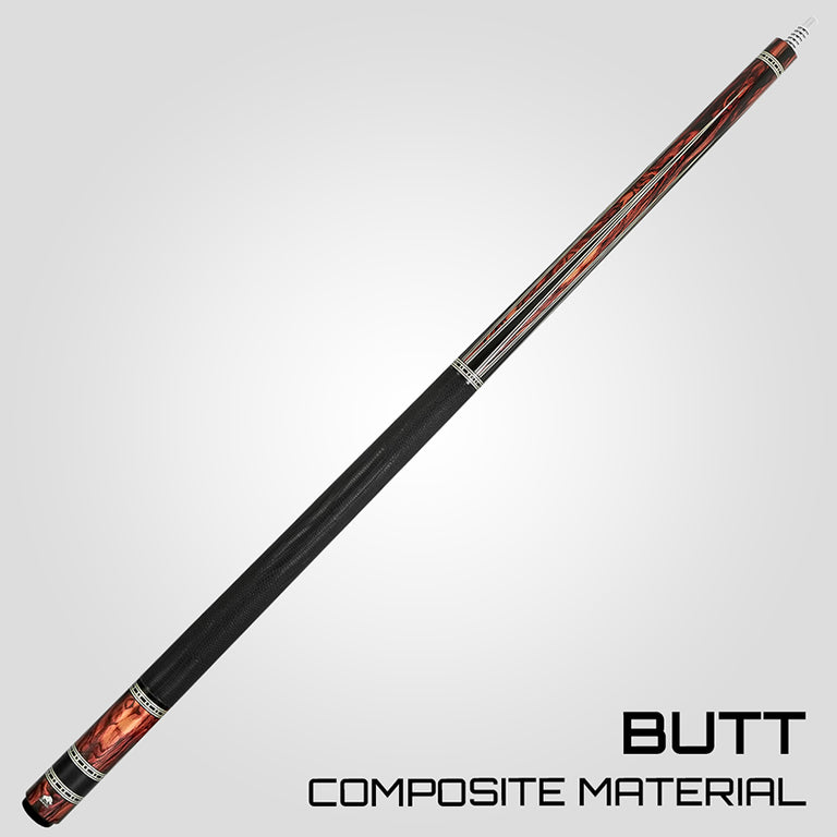 Rhino Retro Series Cocobolo Graphic Carbon Pool Cue with Embossed Lizard Wrap