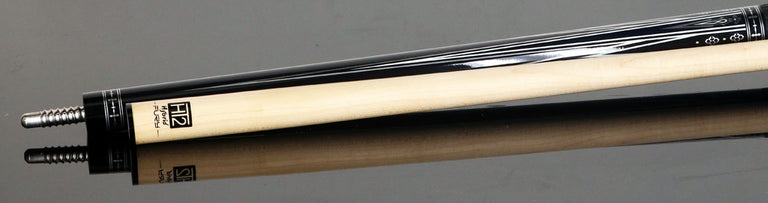 Fury Black with Silver and White Graphic Pool Cue with Sharkskin Leather Wrap