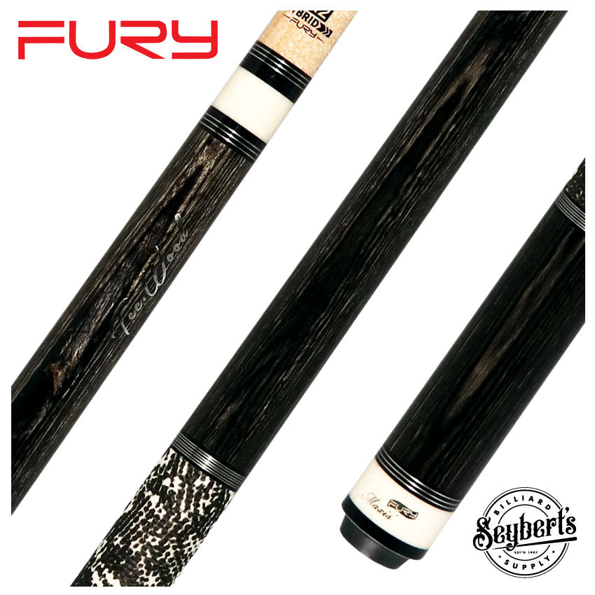 Fury Gray-Stained Tec-Wood Pool Cue with Lizard Leather Wrap
