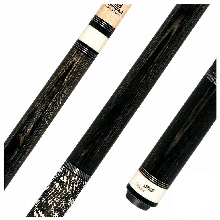 Fury Gray-Stained Tec-Wood Pool Cue with Lizard Leather Wrap - FUTW2LIZ