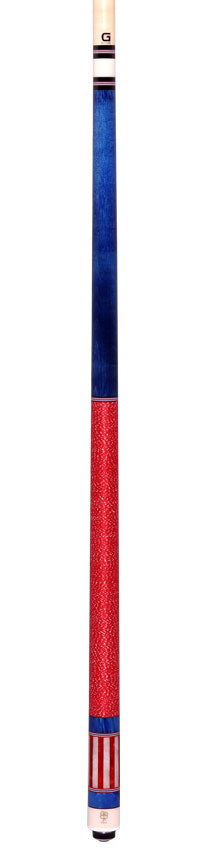 McDermott Blue Stained Birdseye Maple with Red/White/Blue Inlays Cue of the Month with G-Core Shaft
