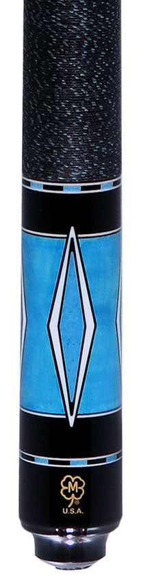 McDermott Sky Blue Stained Curly Maple with White Urethane Inlays Cue of the Month with G-Core Shaft