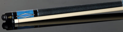 McDermott Sky Blue Stained Curly Maple with White Urethane Inlays Cue of the Month with G-Core Shaft