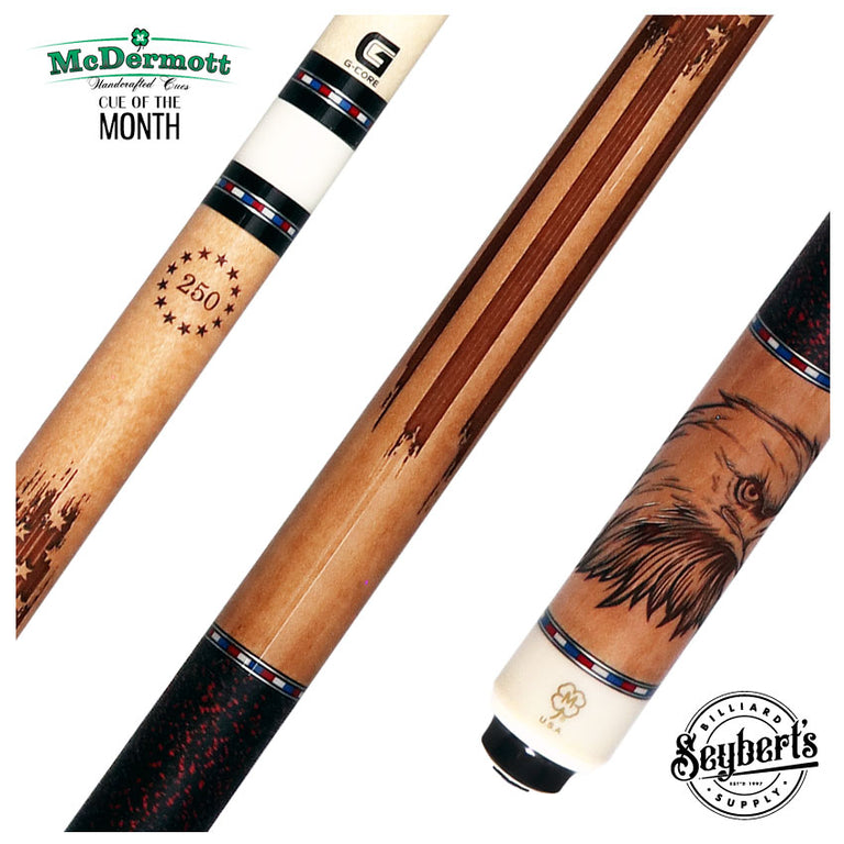 McDermott USA 250th Anniversary Wildfire Cue of the Month with G-Core Shaft