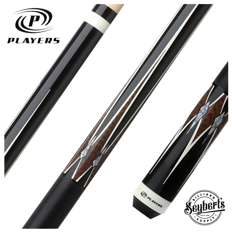 Players Graphic Series Black and Snakewood Pool Cue with Black Linen Wrap