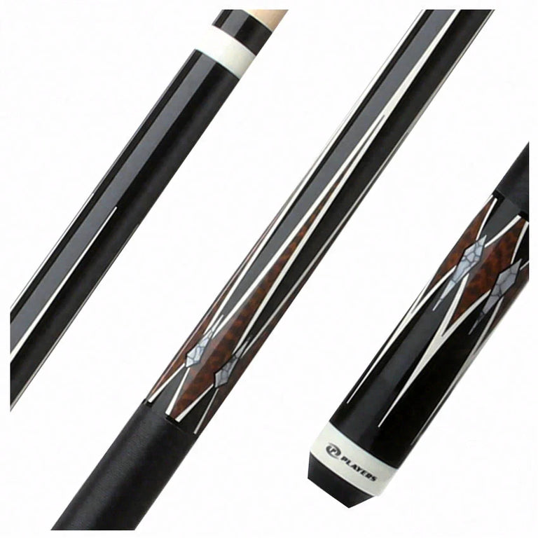 Players Graphic Series Black and Snakewood Pool Cue with Black Linen Wrap