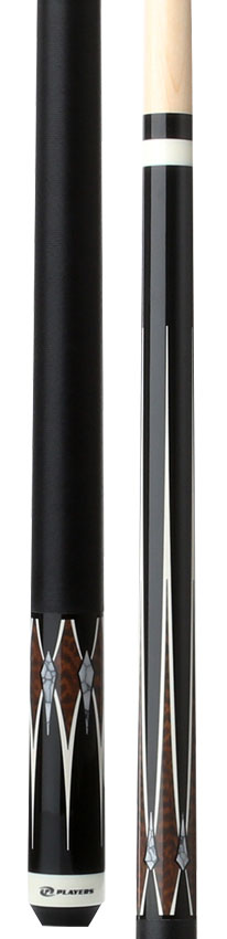 Players Graphic Series Black and Snakewood Pool Cue with Black Linen Wrap