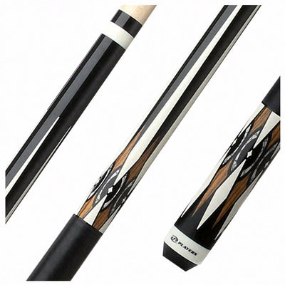 Players Graphic Series Black and Bocote Pool Cue with Black Linen Wrap