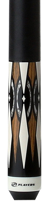 Players Graphic Series Black and Bocote Pool Cue with Black Linen Wrap