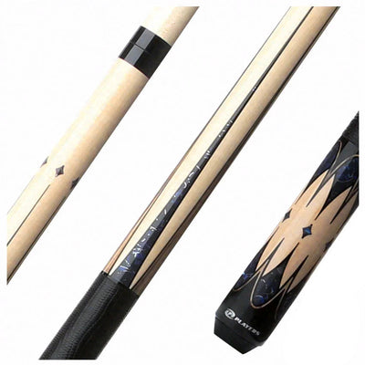 Players Graphic Series Natural Maple and Blue Stone Graphic Pool Cue with Black Linen Wrap
