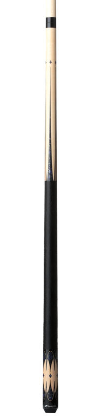 Players Graphic Series Natural Maple and Blue Stone Graphic Pool Cue with Black Linen Wrap