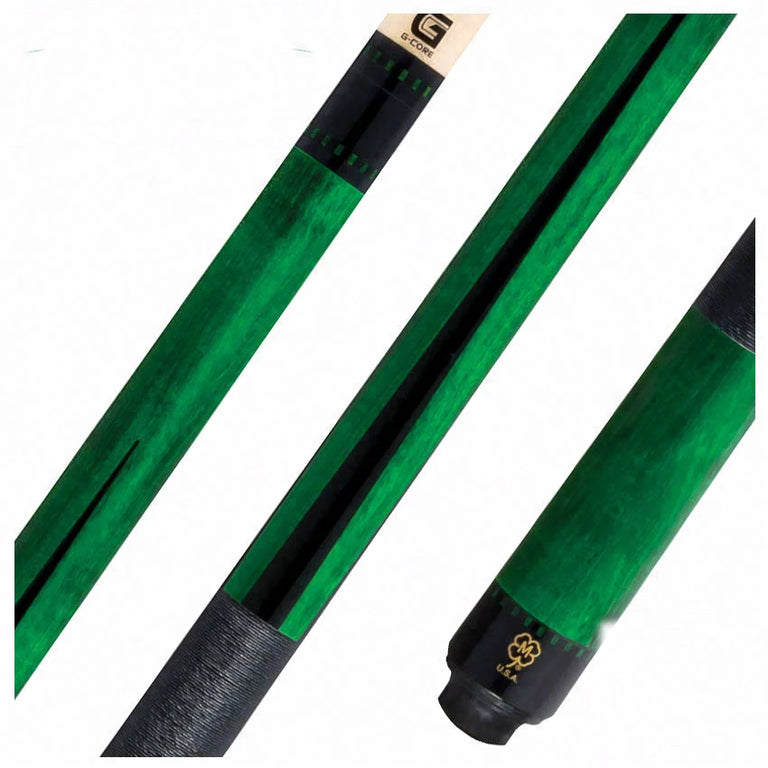 McDermott G Core Series Emerald Green Stained Maple Play Cue with Irish Linen Wrap