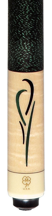 McDermott Curly Maple with Green Malachite and Black Urethane Inlays Cue of the Month with G-Core Shaft