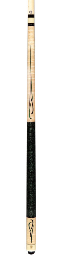 McDermott Curly Maple with Green Malachite and Black Urethane Inlays Cue of the Month with G-Core Shaft