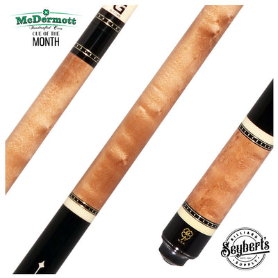 McDermott Walnut Stained Maple with Bone Urethane and Cocobolo Inlays Cue of the Month with G-Core Shaft