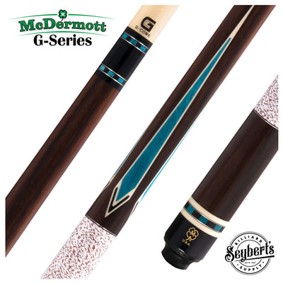 McDermott G Core Series Rosewood with Turquoise Points and Irish Linen Wrap Play Cue