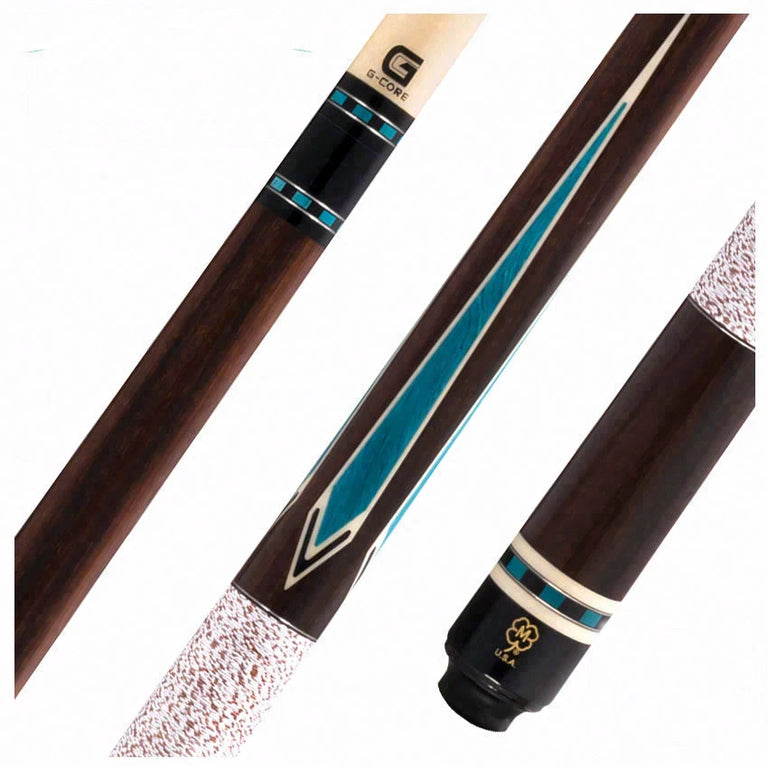 McDermott G Core Series Rosewood with Turquoise Points and Irish Linen Wrap Play Cue