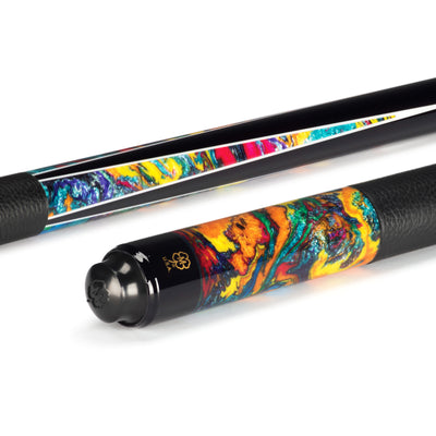 McDermott G Core Series Black Urethane with Multicolored ShokRes Points Play Cue with Textured Leather Wrap