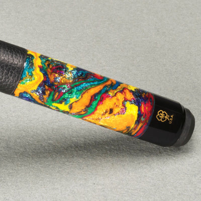 McDermott G Core Series Black Urethane with Multicolored ShokRes Points Play Cue with Textured Leather Wrap