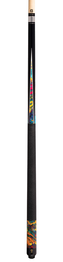 McDermott G Core Series Black Urethane with Multicolored ShokRes Points Play Cue with Textured Leather Wrap