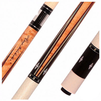Balabushka GB Series Brown-Stained Birdseye Maple Forearm with 4 Ebony Points and Mother of Pearl Inlays Pool Cue Irish Linen Wrap