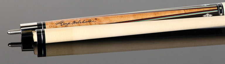 Balabushka GB Series Brown-Stained Birdseye Maple Forearm with 4 Ebony Points and Mother of Pearl Inlays Pool Cue Irish Linen Wrap