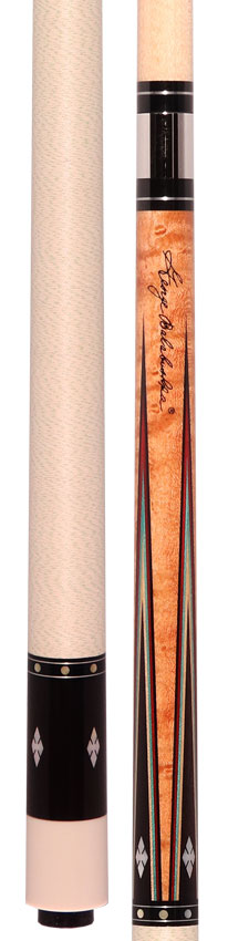 Balabushka GB Series Brown-Stained Birdseye Maple Forearm with 4 Ebony Points and Mother of Pearl Inlays Pool Cue Irish Linen Wrap