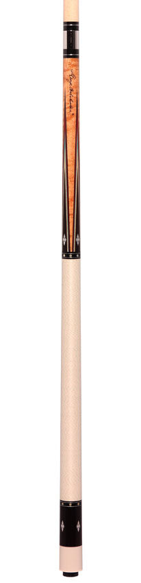 Balabushka GB Series Brown-Stained Birdseye Maple Forearm with 4 Ebony Points and Mother of Pearl Inlays Pool Cue Irish Linen Wrap