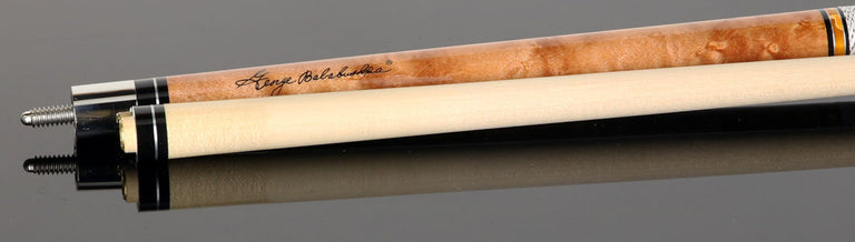 Balabushka Core Series Birdseye Maple Forearm and Buttsleeve with Orange Pearlized Rings Pool Cue with Irish Linen Wrap