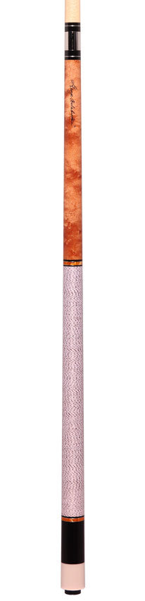 Balabushka Core Series Birdseye Maple Forearm and Buttsleeve with Orange Pearlized Rings Pool Cue with Irish Linen Wrap