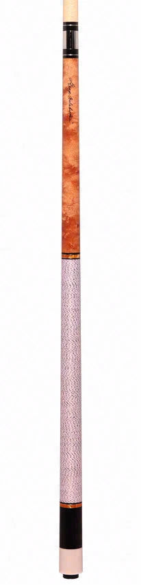 Balabushka Core Series Birdseye Maple Forearm and Buttsleeve with Orange Pearlized Rings Pool Cue with Irish Linen Wrap