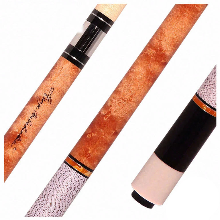 Balabushka Core Series Birdseye Maple Forearm and Buttsleeve with Orange Pearlized Rings Pool Cue with Irish Linen Wrap