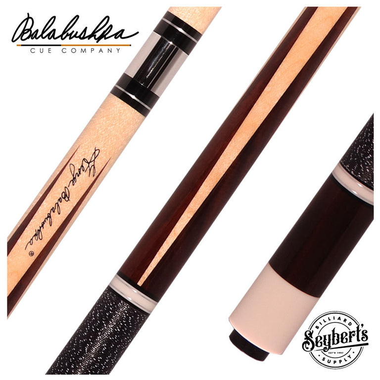 Balabushka Core Series Straight Grain Maple Forearm with 4 Rosewood Points and White Juma Rings Pool Cue with Irish Linen Wrap