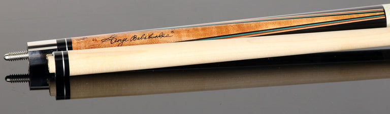 Balabushka GB Series Brown-Stained Birdseye Maple Forearm and Ebony Points and Buttsleeve Pool Cue with Irish Linen Wrap