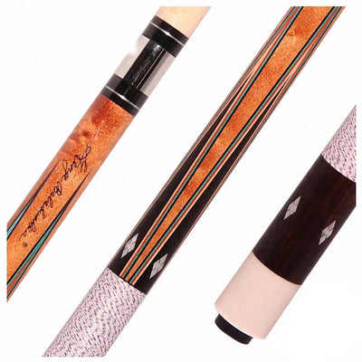 Balabushka GB Series Brown-Stained Birdseye Maple Forearm and Ebony Points with Mother of Pearl Inlays Pool Cue with Irish Linen Wrap