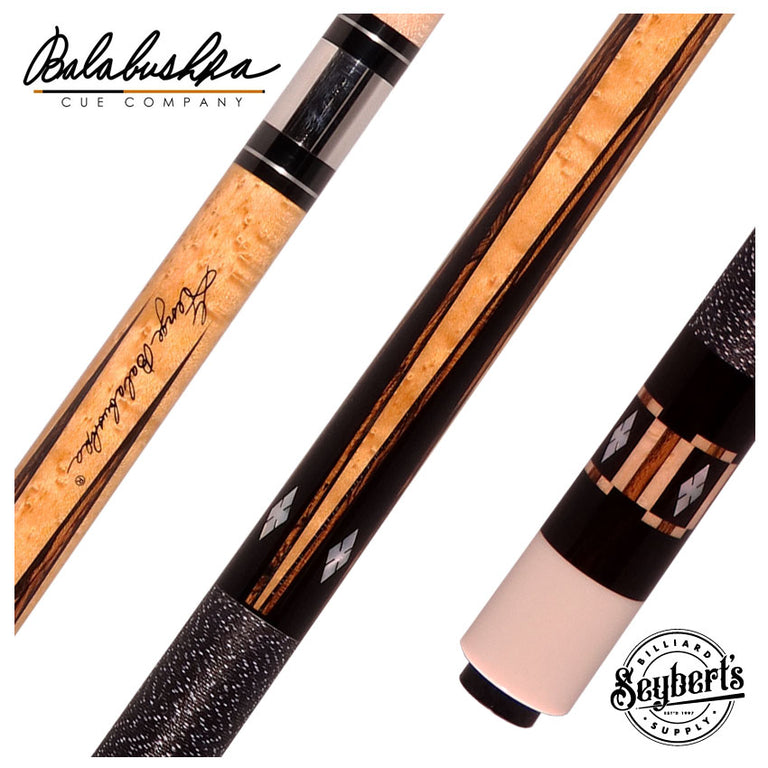 Balabushka GB Series Birdseye Maple Forearm with Ebony Points and Bocote/Mother of Pearl Inlays Pool Cue with Irish Linen Wrap