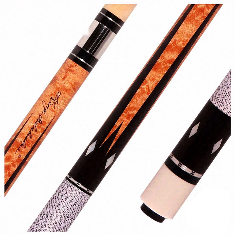 Balabushka GB Series Brown Stained Birdseye Maple  and 8 Ebony Points with Ivorine Inlays Pool Cue with Irish Linen Wrap