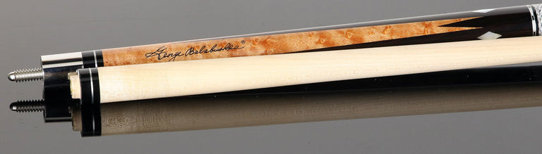 Balabushka GB Series Brown Stained Birdseye Maple  and 8 Ebony Points with Ivorine Inlays Pool Cue with Irish Linen Wrap