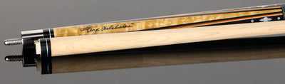 Balabushka GB Series Birdseye Maple Forearm with Ebony Points and Mother of Pearl Notched Diamond Inlays Pool Cue with Irish Linen Wrap