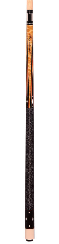 Balabushka GB Series Birdseye Maple Forearm with Ebony Points and Mother of Pearl Notched Diamond Inlays Pool Cue with Irish Linen Wrap