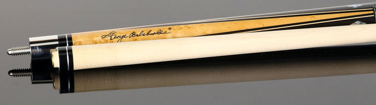 Balabushka GB Series Birdseye Maple Forearm with Ebony Points and with Natural and Ebony Veneers Pool Cue with Irish Linen Wrap