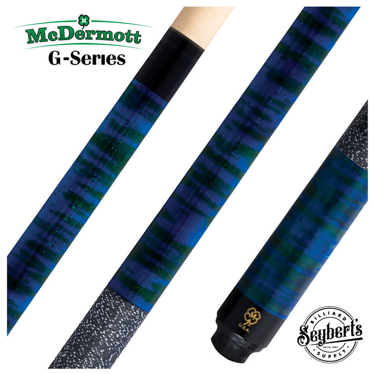 McDermott GS Series Double Washed Blue/Green Birdseye Maple Play Cue with Irish Line Wrap