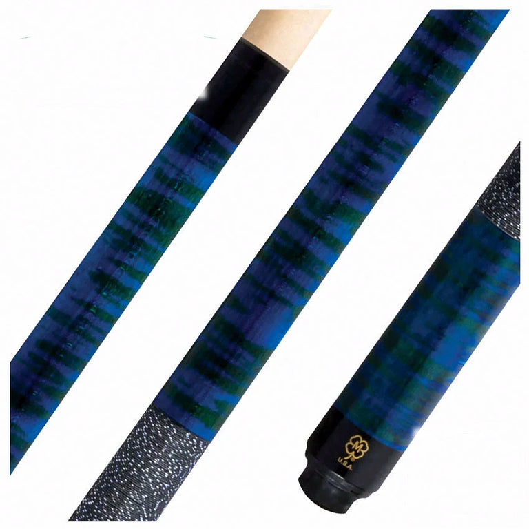 McDermott GS Series Double Washed Blue/Green Birdseye Maple Play Cue with Irish Line Wrap