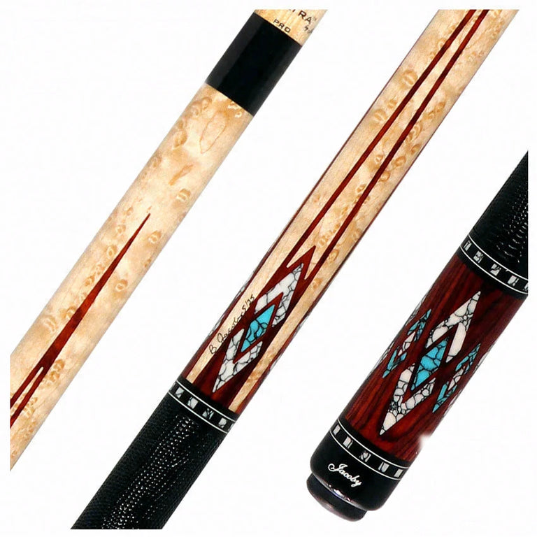 Jacoby HBV2 Series Maple and Cocobolo with White Buffalo Turquoise and Turquoise Inlays Pool Cue