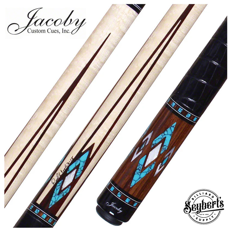 Jacoby Birdseye Maple Turquoise Cue - HB4T