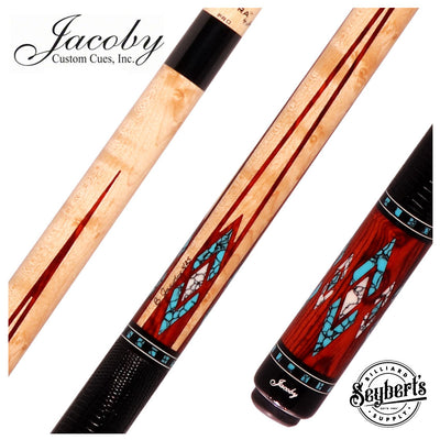Jacoby HBV2 Series Maple and Cocobolo with Turquoise and White Buffalo Turquoise Inlays Pool Cue