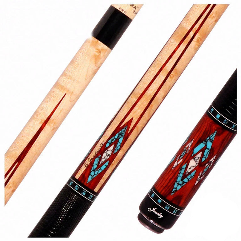 Jacoby HBV2 Series Maple and Cocobolo with Turquoise and White Buffalo Turquoise Inlays Pool Cue