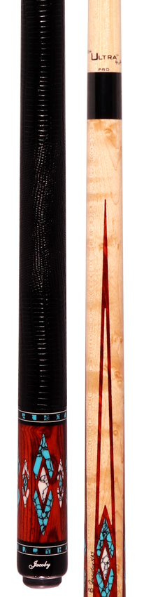 Jacoby HBV2 Series Maple and Cocobolo with Turquoise and White Buffalo Turquoise Inlays Pool Cue